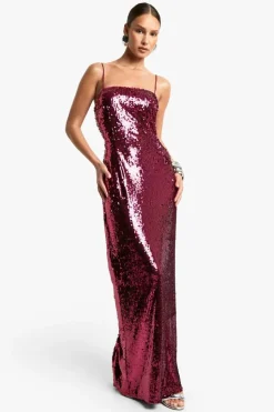 Maxi Dresses*boohoo Sequin Square Neck Maxi Dress hot pink