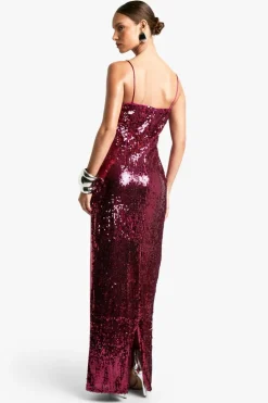 Maxi Dresses*boohoo Sequin Square Neck Maxi Dress hot pink