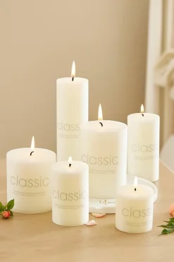 Candles & Diffusers|Candles*Living and Home Set of 6 European White Cylindrical Unscented Candles Ivory