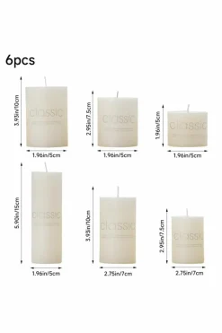 Candles & Diffusers|Candles*Living and Home Set of 6 European White Cylindrical Unscented Candles Ivory