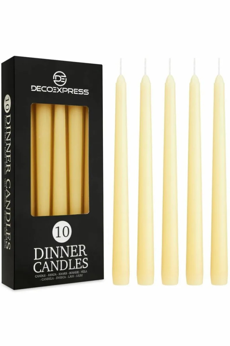 Candles & Diffusers|Candles*Deco Express Set Of 10 Taper Candles Beige