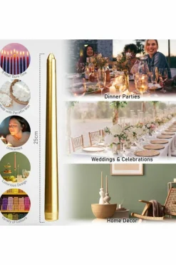 Candles & Diffusers|Candles*Deco Express Set Of 15 Taper Candles Gold