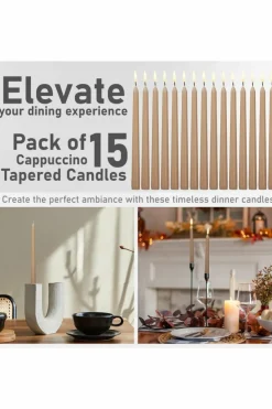 Candles & Diffusers|Candles*Deco Express Set of 15 Taper Candles Beige