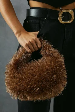 Handbags*MissPap Shaggy Faux Fur Bag brown
