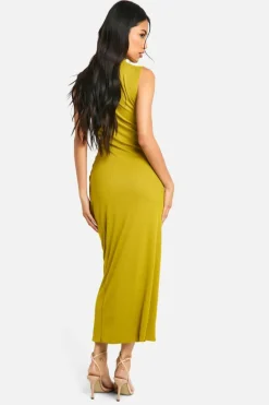 Maxi Dresses|Dresses*boohoo Sheer Ruched Maxi Dress olive
