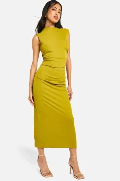 Maxi Dresses|Dresses*boohoo Sheer Ruched Maxi Dress olive