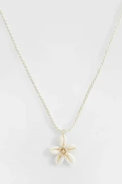 Necklaces*boohoo Shell Detailed Flower Rope Necklace ivory