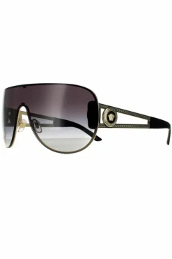 Sunglasses*Versace Shield Pale Grey Gradient Sunglasses Gold