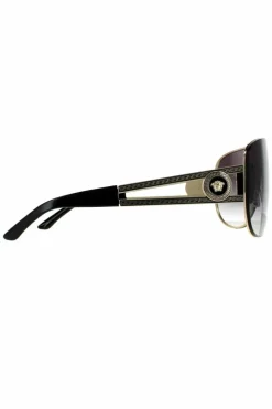 Sunglasses*Versace Shield Pale Grey Gradient Sunglasses Gold