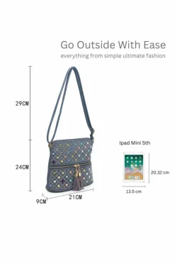 Cross-Body Bags|Handbags*Kitise Shiny Gems Studded Tassel Charm Crossbody Bag Black