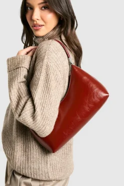 Shoulder Bags|Handbags*boohoo Shiny Pu Shoulder Bag With Crossbody Strap burgundy