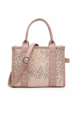 Shoulder Bags|Handbags*Kitise Shiny Sparkling Sequin Medium Size Tote Shoulder Bag Black