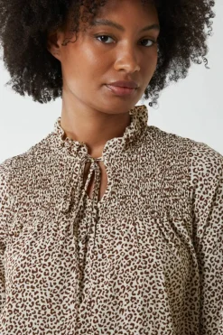 Smock Dresses*Blue Vanilla Shirred Cheetah Smock Dress Stone