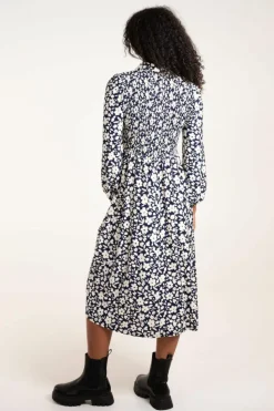 Shirt Dresses|Midi Dresses*Blue Vanilla Shirred Midi Shirt Dress Navy
