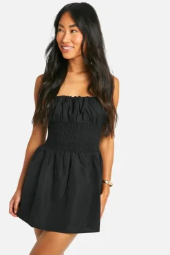 Smock Dresses*boohoo Shirred Waist Smock Dress black