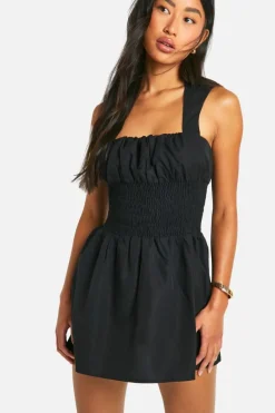 Smock Dresses*boohoo Shirred Waist Smock Dress black