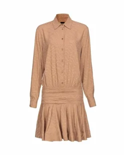 Shirt Dresses*PINKO Shirt Dress Aline Mini Dress Long Sleeve Beige