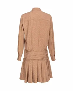 Shirt Dresses*PINKO Shirt Dress Aline Mini Dress Long Sleeve Beige