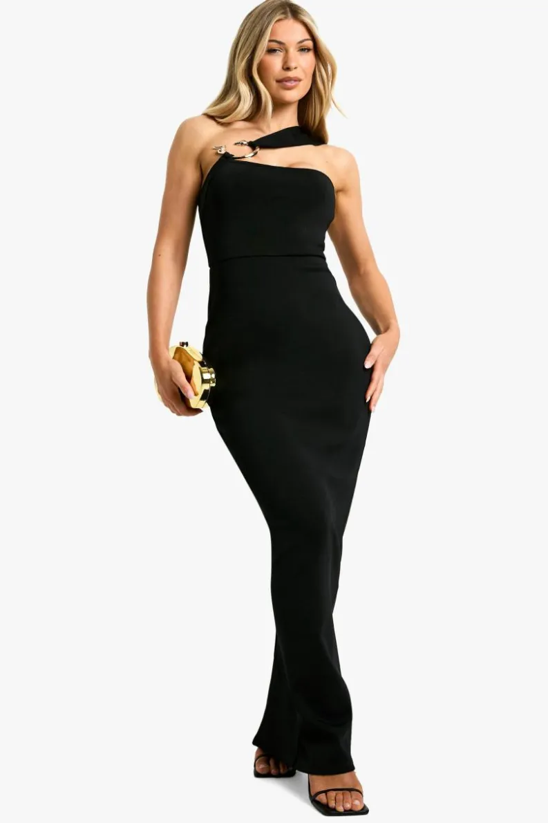 Maxi Dresses*boohoo Shoulder Snake Trim Detail Maxi Dress black