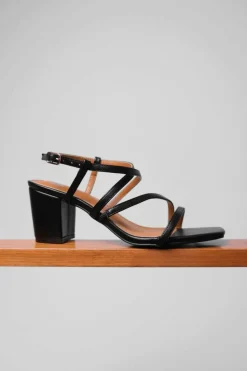 Sandals*Where's That From Sidra' Extra Wide Fit Mid High Block Heel Sandals With Cross Over Strap Black