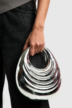 Handbags*boohoo Acrylic Curve Grab Bag silver