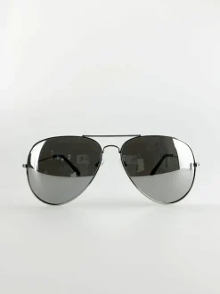 Sunglasses*SVNX Classic Pilot Aviator Sunglasses with Mirrored Lens Silver