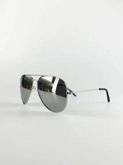 Sunglasses*SVNX Classic Pilot Aviator Sunglasses with Mirrored Lens Silver