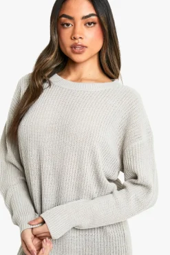 Jumper Dresses|Jumper Dresses*boohoo Crew Neck Jumper Dress silver