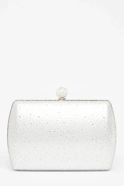 Handbags|Clutch Bags*Quiz Diamante Curve Box Bag Silver