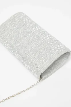 Handbags|Clutch Bags*Quiz Diamante Envelope Clutch Bag Silver