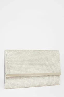Handbags|Clutch Bags*Quiz Diamante Envelope Clutch Bag Silver
