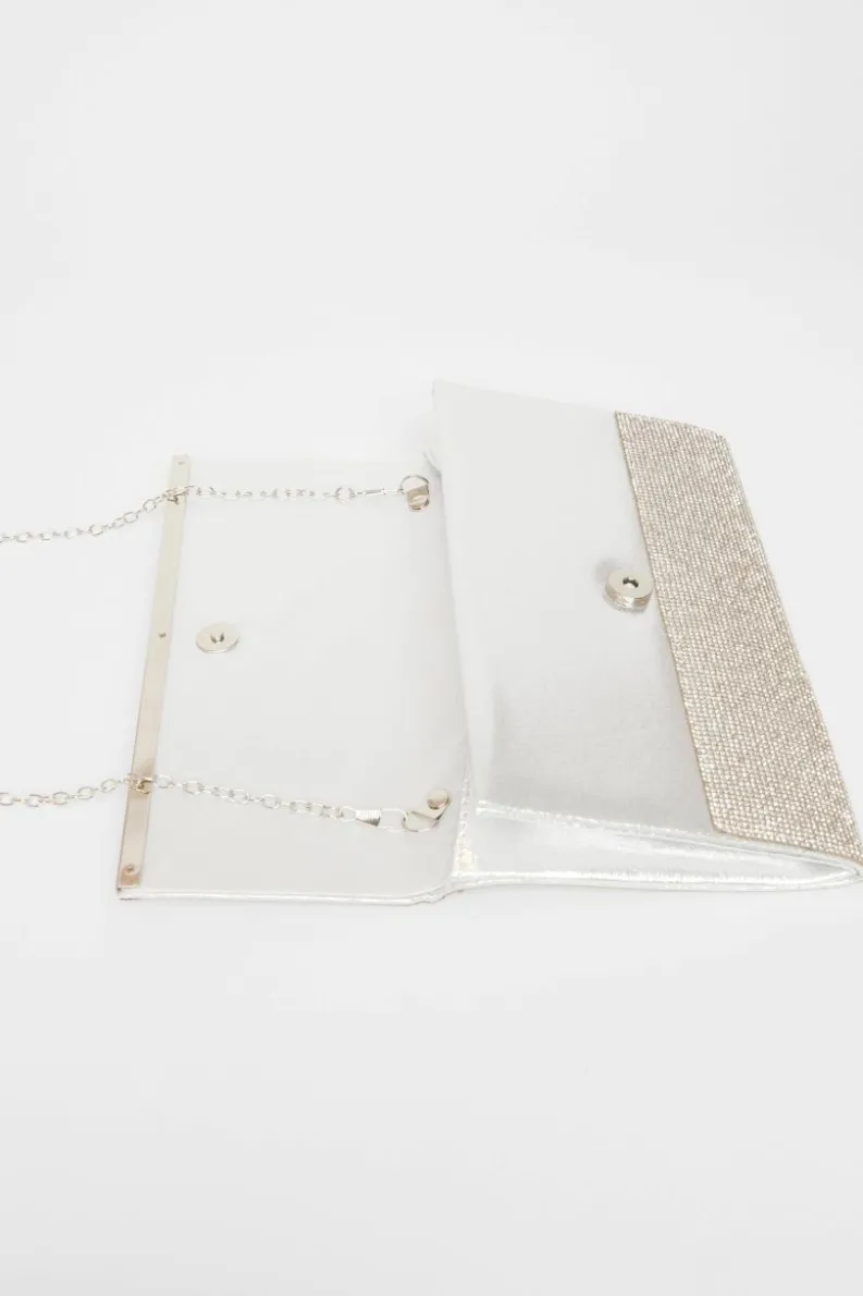 Handbags|Clutch Bags*Quiz Diamante Envelope Clutch Bag Silver