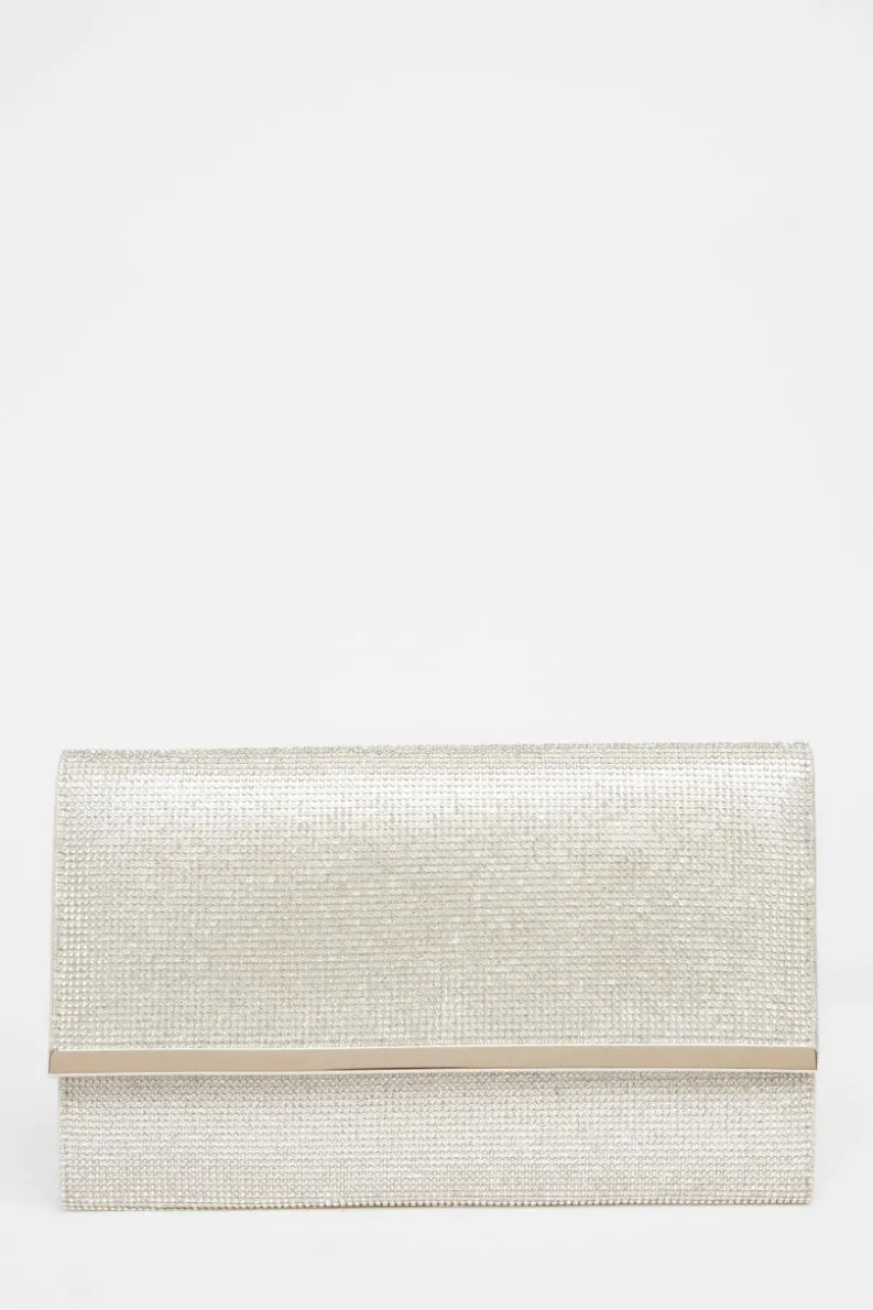 Handbags|Clutch Bags*Quiz Diamante Envelope Clutch Bag Silver