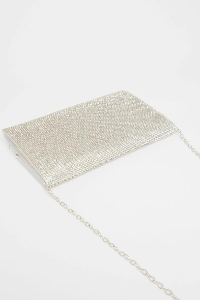 Handbags|Clutch Bags*Quiz Diamante Envelope Clutch Bag Silver