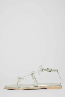Sandals*Quiz Diamante Flat Sandals Silver