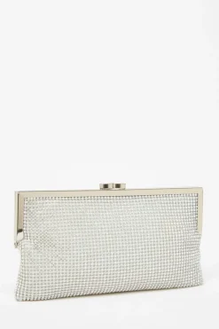 Handbags|Clutch Bags*Quiz Diamante Pouch Bag Silver