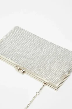 Handbags|Clutch Bags*Quiz Diamante Pouch Bag Silver