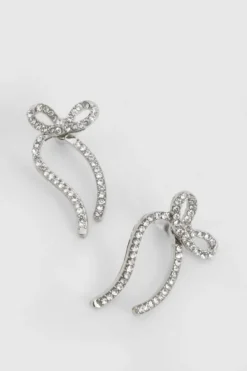 Earrings*boohoo Embellished Bow Earrings silver