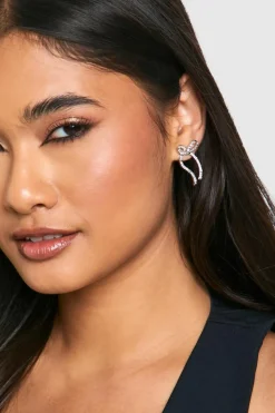 Earrings*boohoo Embellished Bow Earrings silver