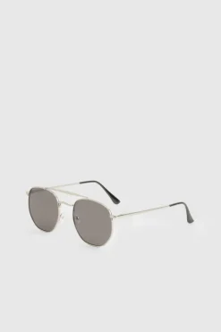 Sunglasses*boohoo Frame Aviator Sunglasses silver