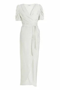 Wrap Dresses*Quiz Glitter Wrap Maxi Dress Silver