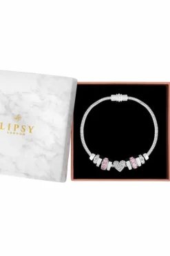 Bracelets*Lipsy Heart Pink Magnetic Bracelet - Gift Boxed Silver