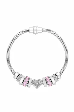Bracelets*Lipsy Heart Pink Magnetic Bracelet - Gift Boxed Silver