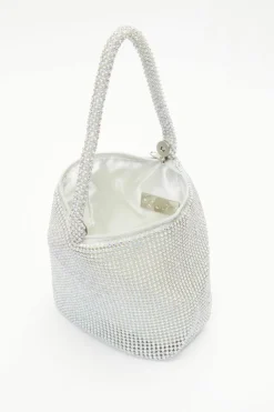 Handbags|Clutch Bags*Quiz Iridescent Diamante Pouch Bag Silver