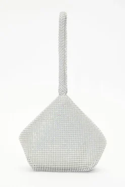 Handbags|Clutch Bags*Quiz Iridescent Diamante Pouch Bag Silver