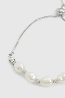 Bracelets*boohoo Pearl Detail Toggle Bracelet silver