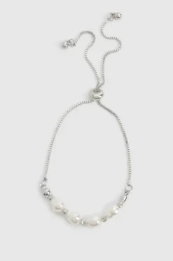 Bracelets*boohoo Pearl Detail Toggle Bracelet silver