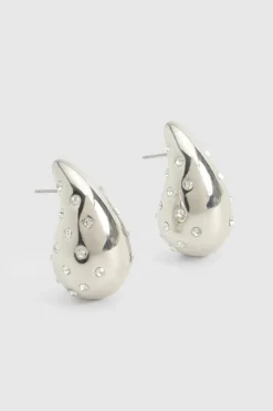 Earrings*boohoo Scattered Diamante Teardrop Earrings silver