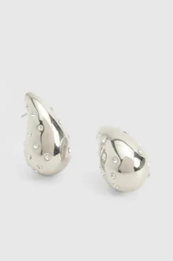 Earrings*boohoo Scattered Diamante Teardrop Earrings silver