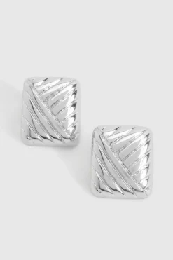 Statement Earrings|Earrings*boohoo Vintage Style Oversized Square Earrings silver